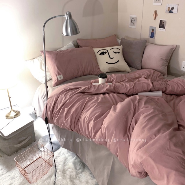 [FREESHIP ] Set chăn ga gối Cotton đũi: mix hồng beige | BigBuy360 - bigbuy360.vn