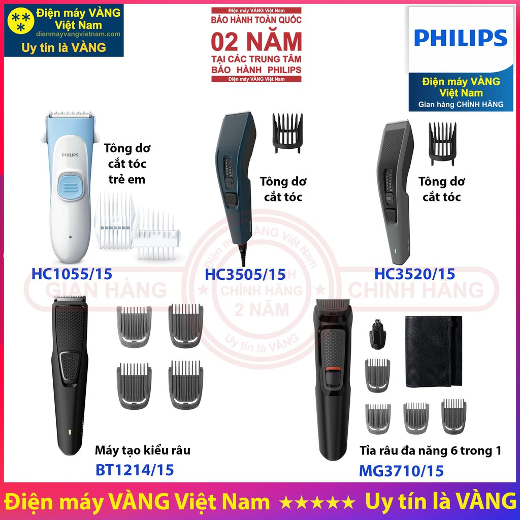 Tông đơ cắt tóc Philips HC1055 HC3505 HC3520 - Hàng chính hãng (Bảo hành 2 năm toàn quốc)