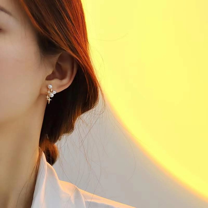 Bông Tai Ngọc Trai Đính Kim Cương Giả Hàn Quốc Cho Nữ