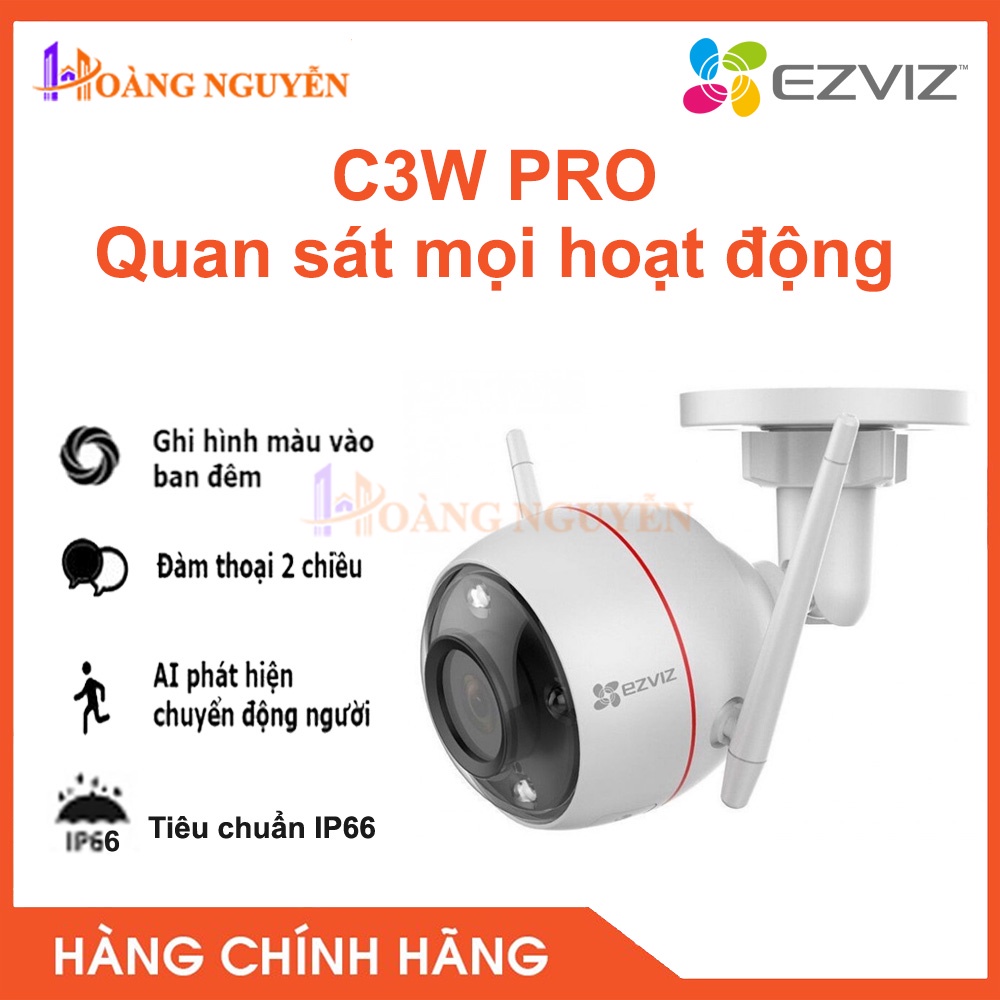 [NHÀ PHÂN PHỐI] Camera Wifi Ngoài Trời Ezviz CV310 C3W 1080P FULLHD - Còi Hú, Đèn Chớp, Có Màu Ban Đêm