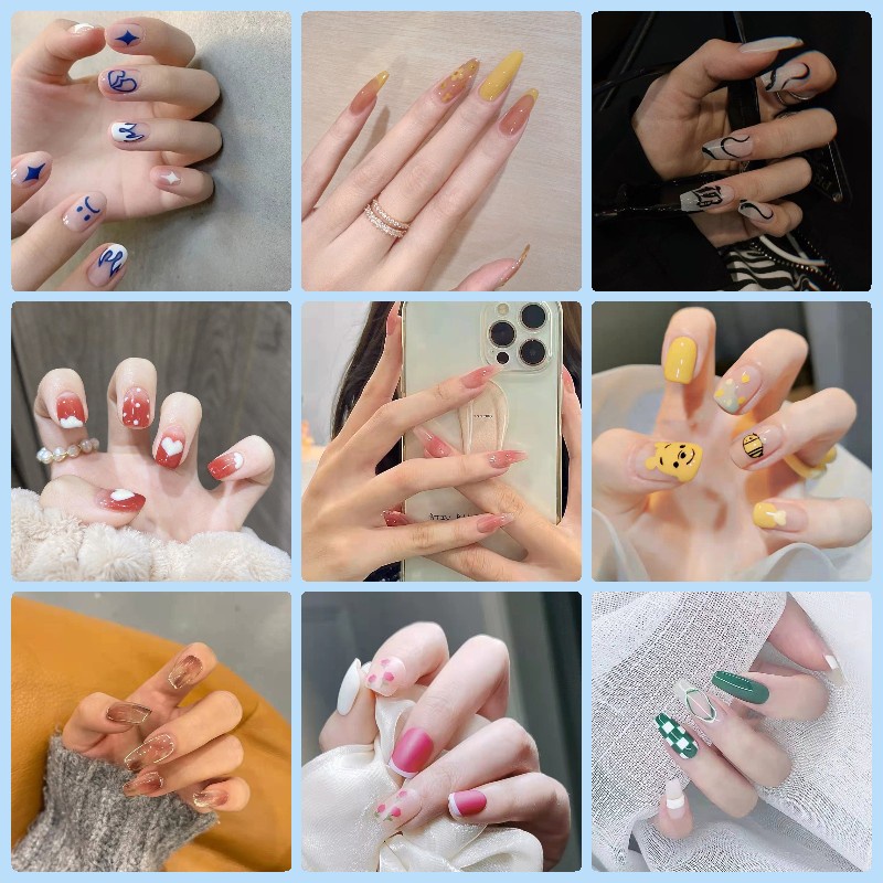 Bộ móng tay giả với keo Móng tay giả Tự thiết kế móng tay