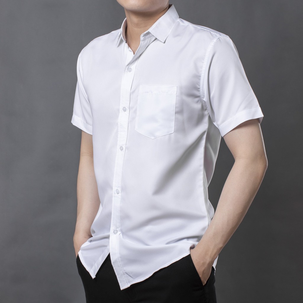Áo sơ mi nam trơn tay ngắn 1 túi 8047 | BigBuy360 - bigbuy360.vn