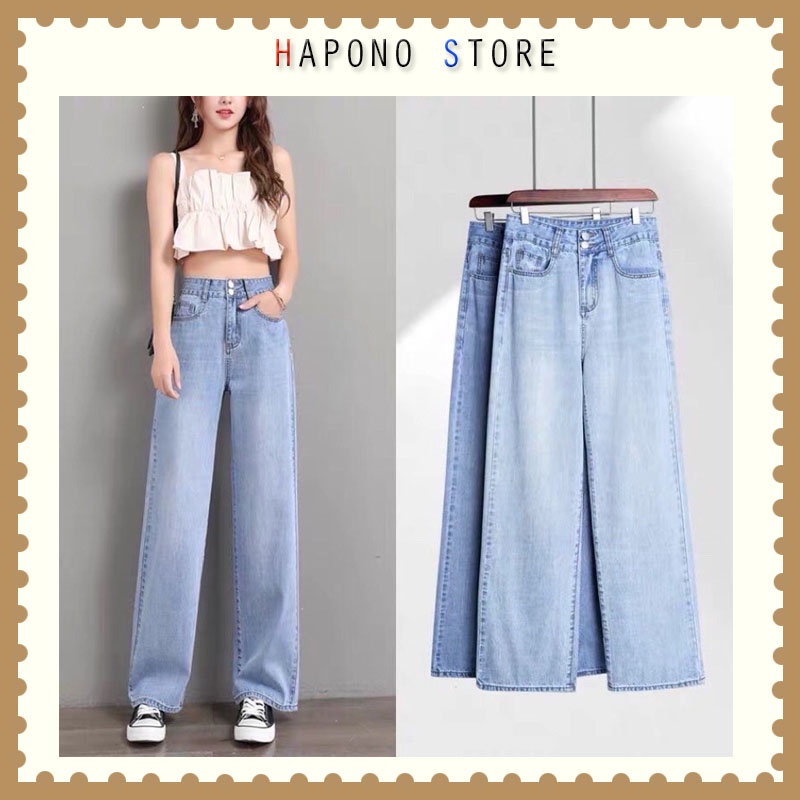 Quần jean nữ đẹp ống rộng suông quần bò nữ lưng cao siêu đẹp Hot Trend 2021 - HAPONO-J003