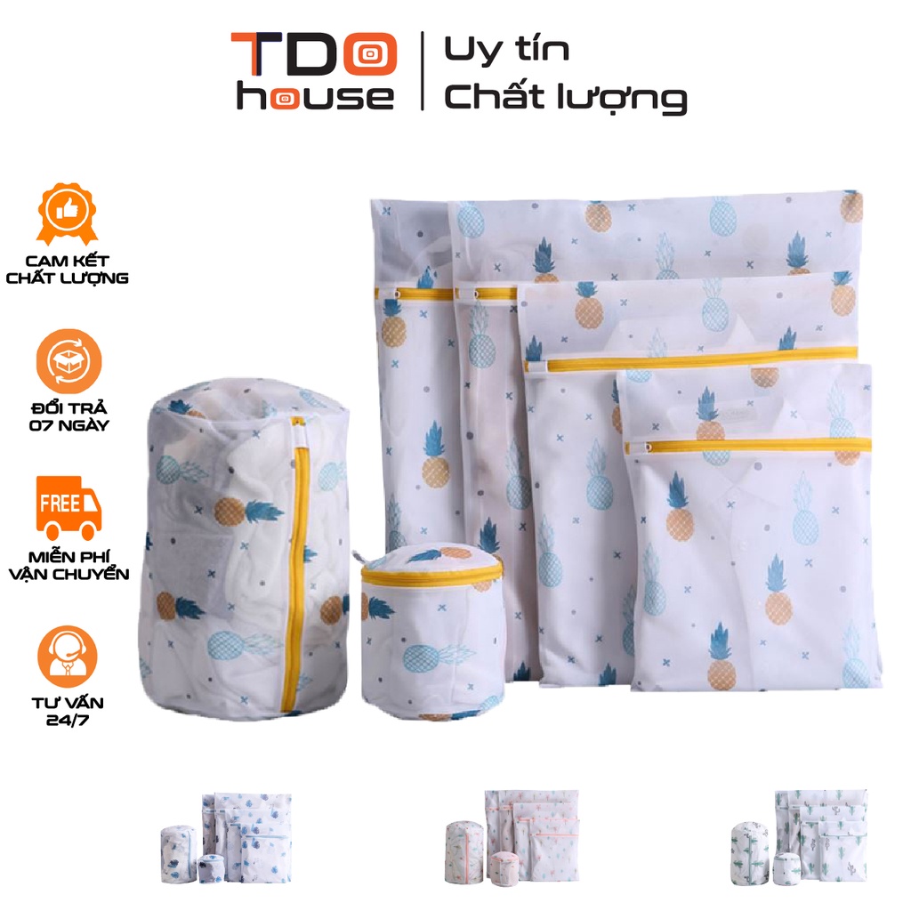 Túi giặt đồ cao cấp 2 lớp dày dặn họa tiết, túi lưới giặt quần áo, áo ngực, quần lót, vớ có khóa kéo chắc chắn