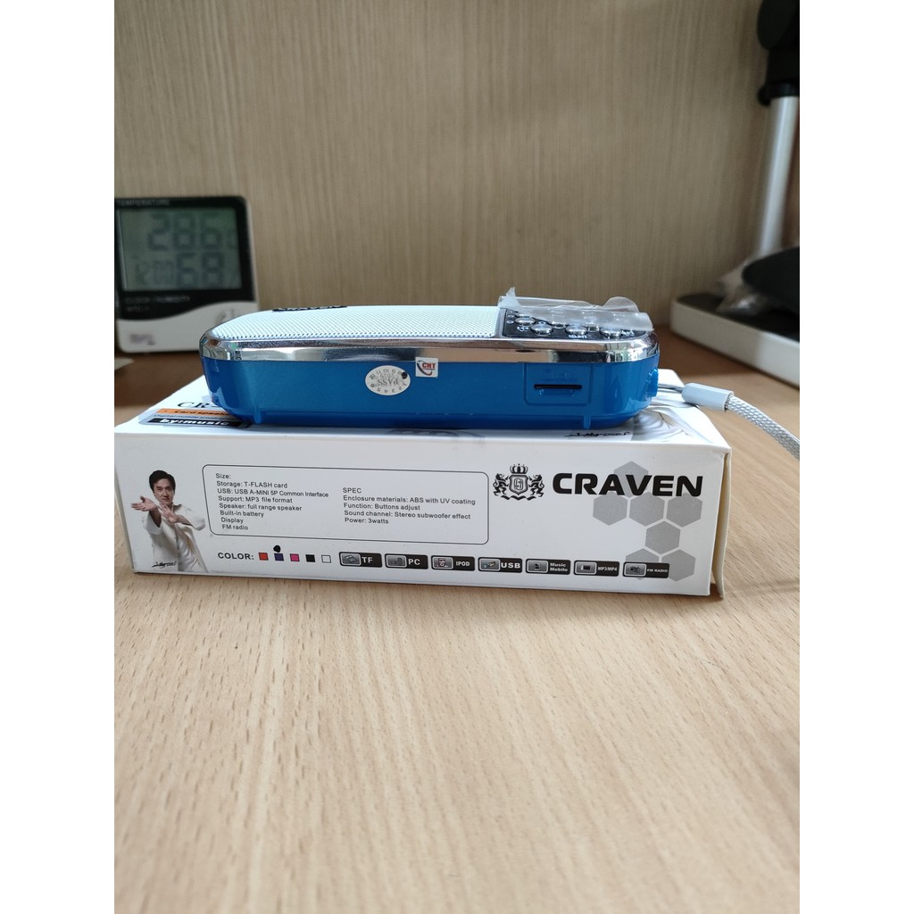 Đài Nghe Nhạc Craven CR-22/3W/1 Khe Cắm Thẻ Nhớ/1 Cổng USB/1 Pin BL-5C*600mAh_CTH1 [20x10x5]