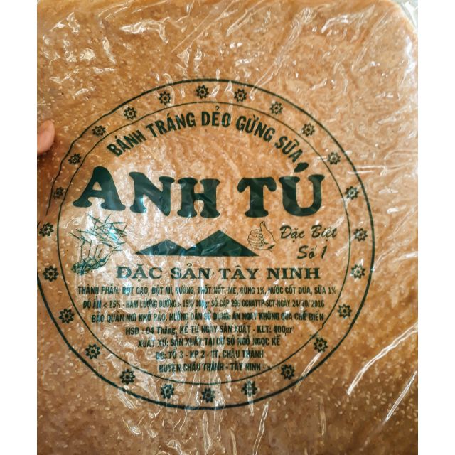 Bánh tráng dẻo gừng sữa Anh Tú-Tây Ninh chính hiệu 450g