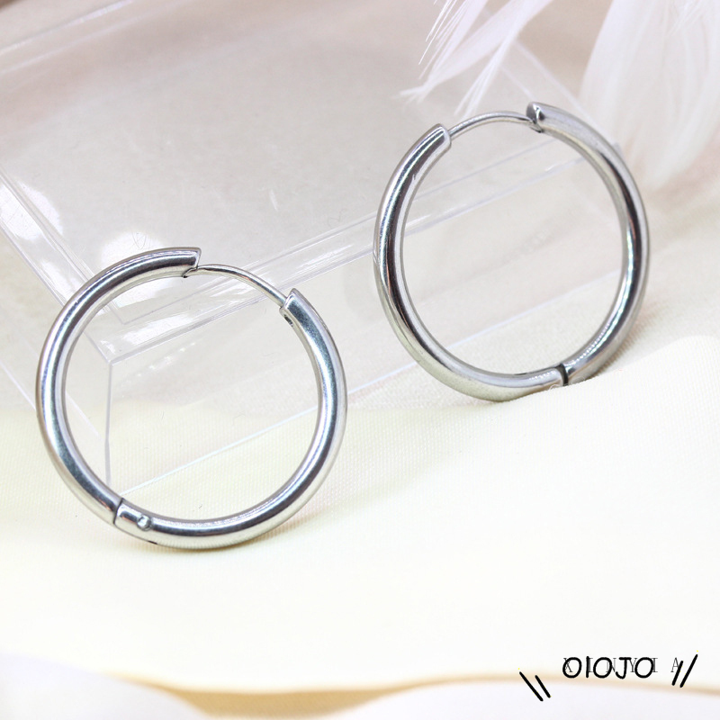 Bông tai dáng tròn thiết kế đơn giản hợp thời trang phong cách Hàn Quốc cho nữ (1 pcs)