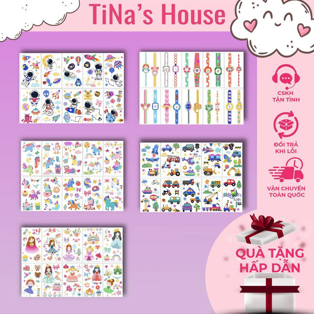 Sticker, hình xăm dán chống nước họa tiết hoạt hình dễ thương cho bé - TiNa’s House