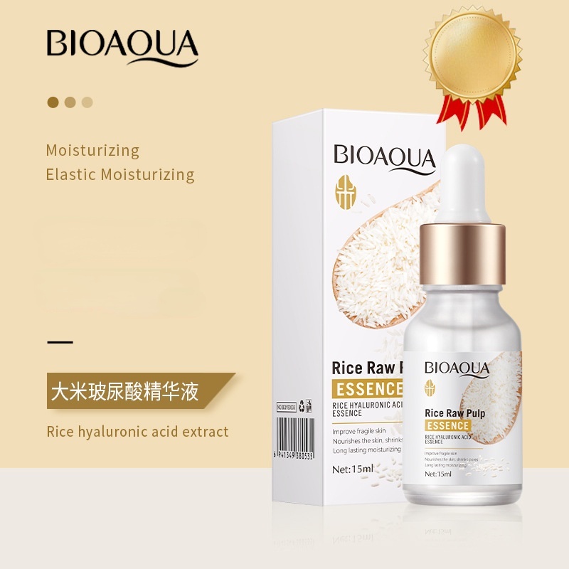 Tinh chất gạo BIOAQUA 15ml chứa axit hyaluronic làm trắng sáng và dưỡng ẩm cho da