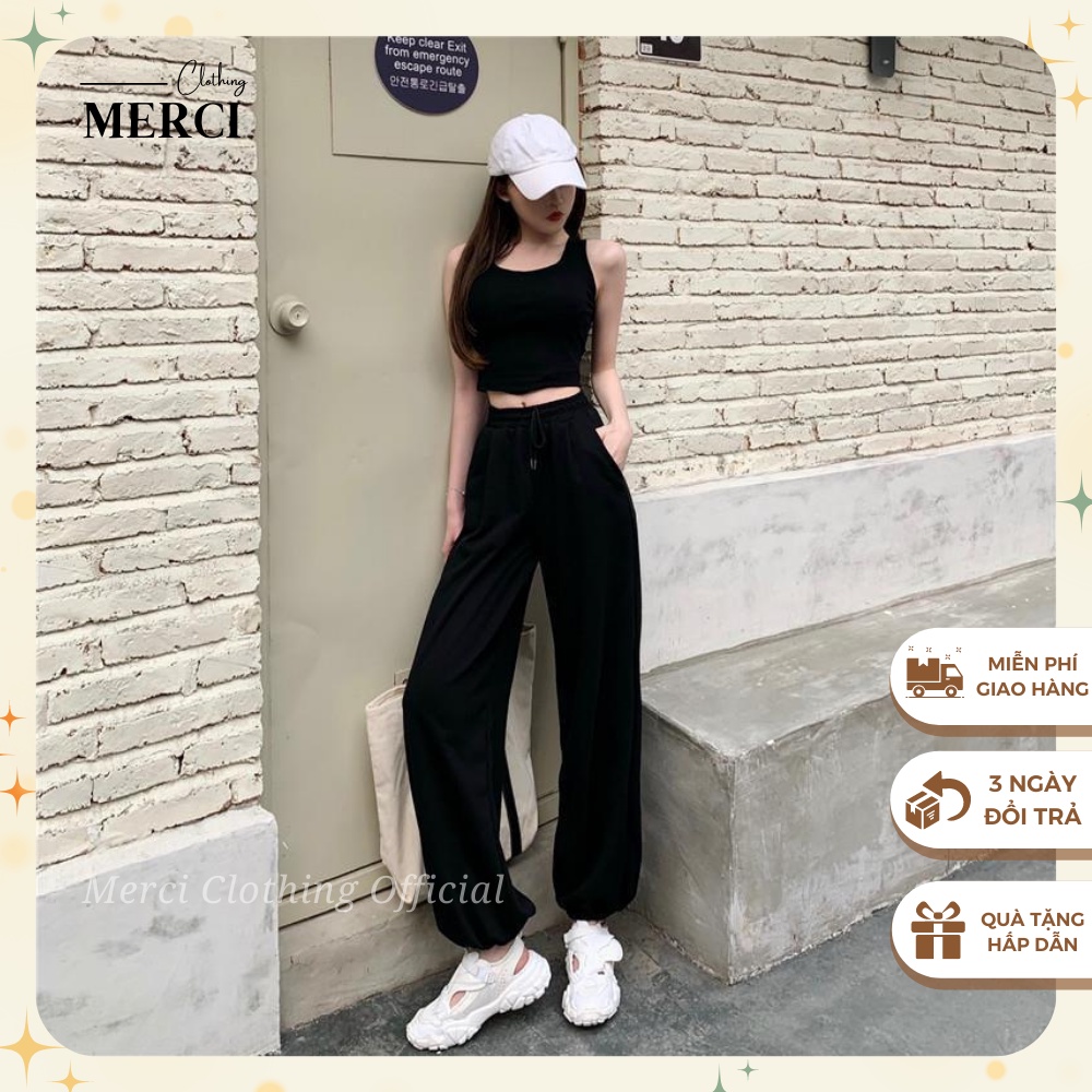 Quần Nữ Thể Thao Ống Rộng Dây Rút Thời Trang Cao Cấp Merci Q1V