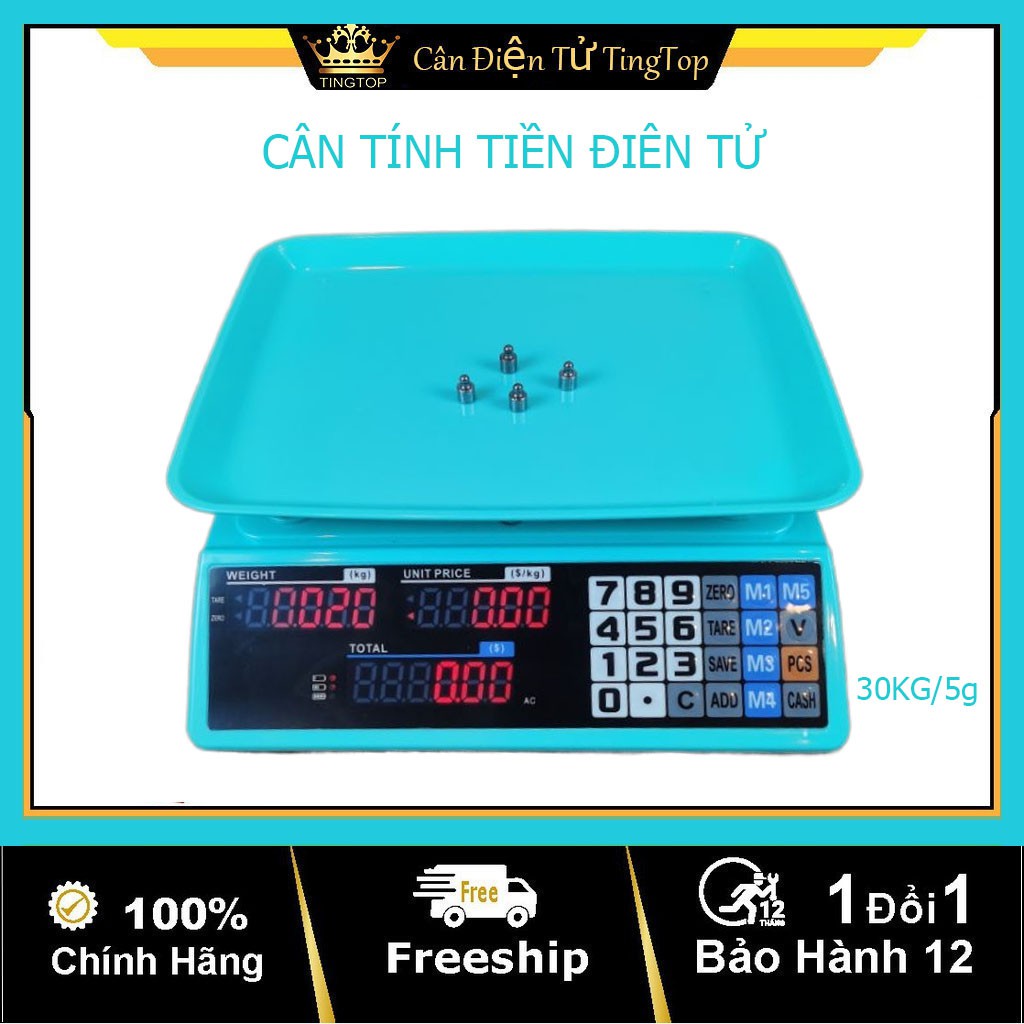 Cân Điện Tử Tính Tiền 2 Mặt ,Tính SL.Thối Tiền ACS  30kg/ 5g &amp; 40kg /5g Bảo Hành 1 Năm .