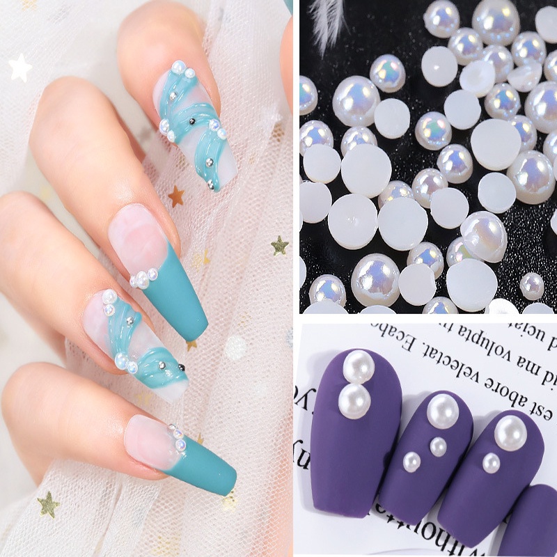 Ngọc Trai Nail Trang Trí Nửa Nhân Tạo Ngọc Trai Đính Móng Siêu Đẹp Sét 6 Mẫu Đa Dạng