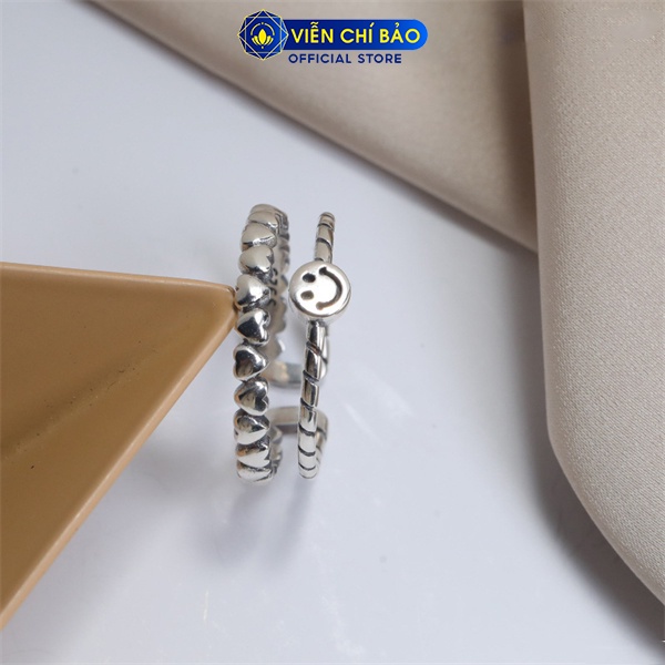 Nhẫn bạc nữ hình mặt cười trái tim chất liệu bạc 925 thời trang phụ kiện trang sức nữ Viễn Chí Bảo N000722