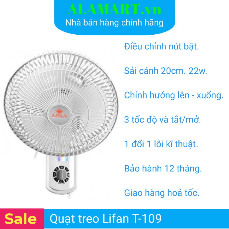QUẠT TREO LIFAN T109 dùng cho không gian nhỏ thoáng mát dịu êm
