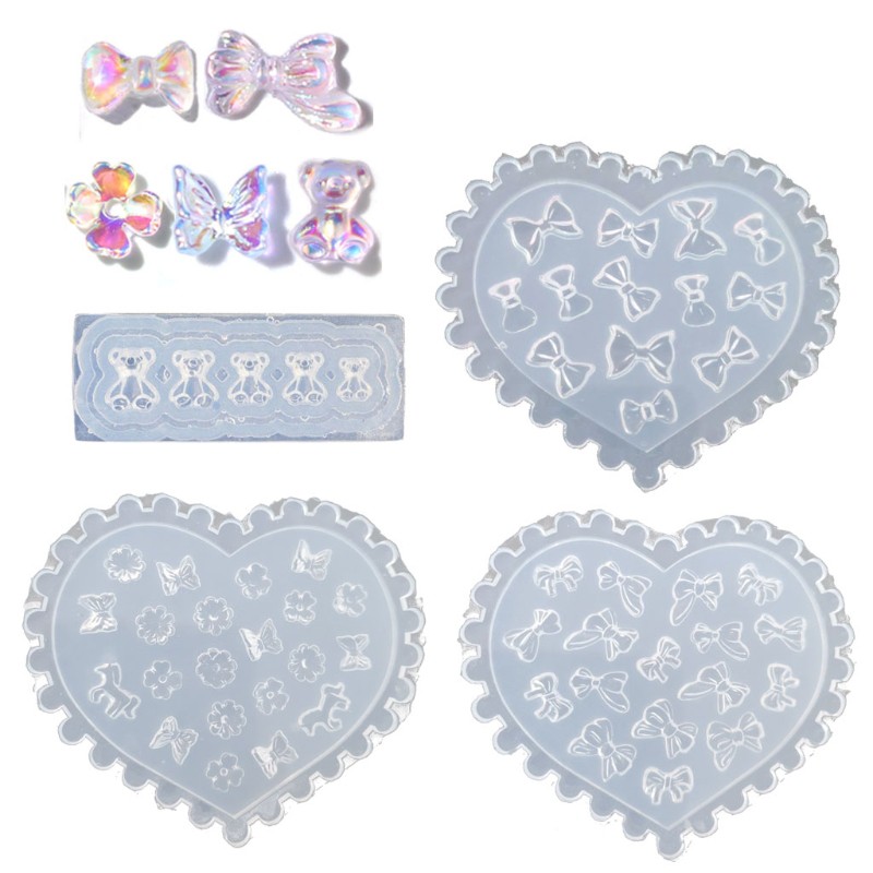 Set 4 Khuôn Nhựa Làm Phụ Kiện Trang Trí Móng Nghệ Thuật