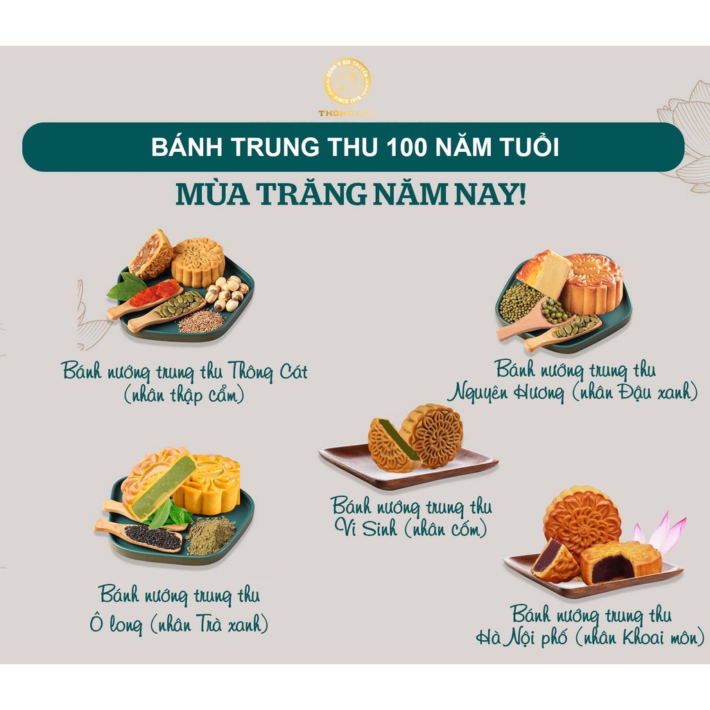 Bánh Trung thu trứng muối 2021-Trăng vàng đón mùa thu, Phúc lộc tới nơi nơi_Bánh trung thu gia truyền Thông Cát