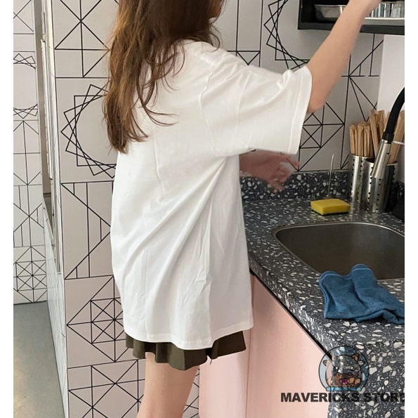 Áo Thun Cotton Tay Ngắn Cổ Tròn In Họa Tiết Gấu Và Dâu Tây Dễ Thương Phong Cách Hàn Quốc Cho Nữ