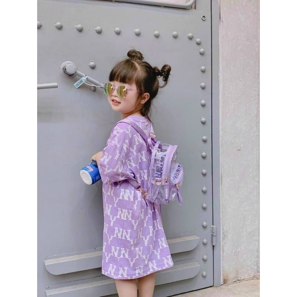 VÁY SUÔNG KÈM NÓN COTTON HỌA TIẾT NY CHO BÉ GÁI