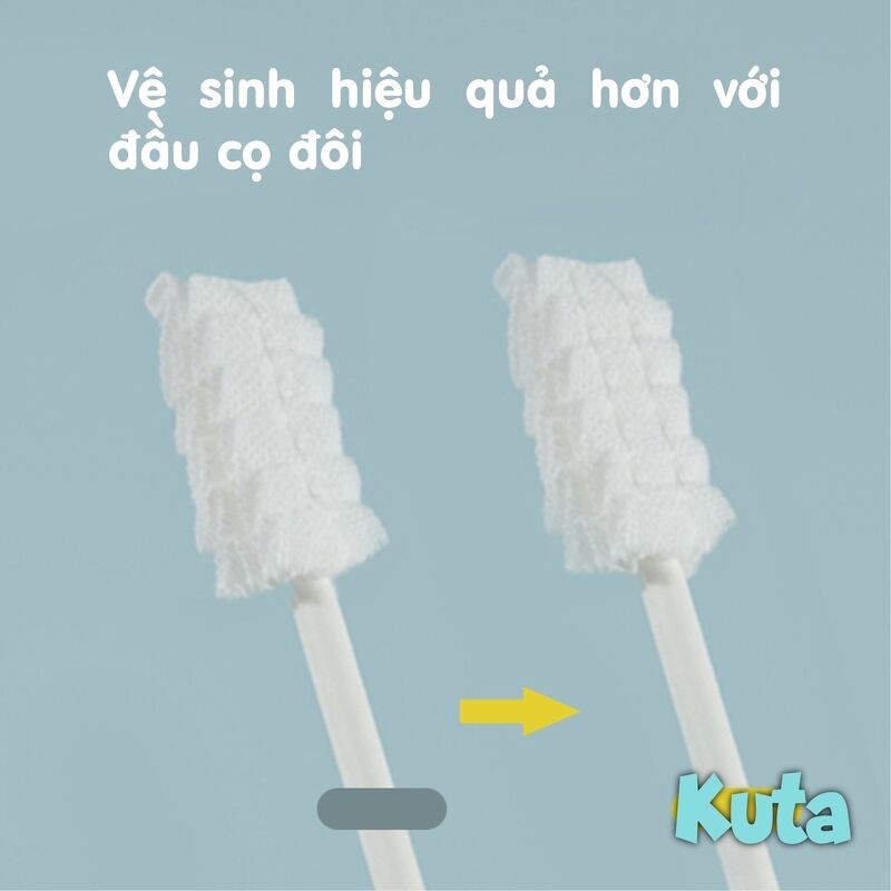 Rơ lưỡi tưa lưỡi cho bé KUTA, dệt sợi cotton 100%, mềm mại, kháng khuẩn, an toàn và sạch sẽ [Hộp 30 chiếc]