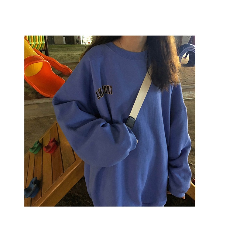 Áo Sweatshirt Tay Dài Cổ Tròn Vải Mỏng In Họa Tiết Cổ Điển Thời Trang Mùa Thu Phong Cách Hàn Quốc Cho Bạn Nữ | BigBuy360 - bigbuy360.vn