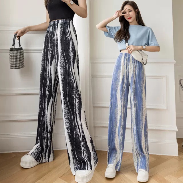 Quần Loang Dập Ly Ống Rộng Dáng Suông Hàng Quảng Châu