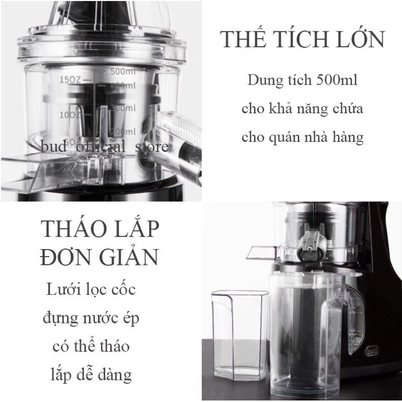 Máy ép chậm công nghiệp BUD XIAOMIép siêu chậm 37 vòng/phút công suất 250W