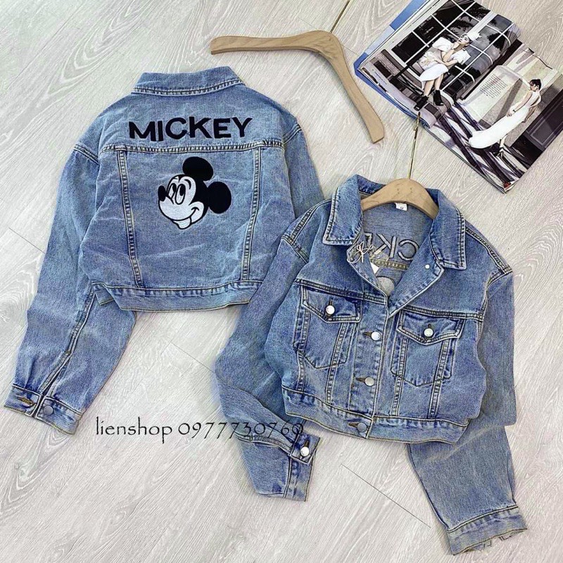 ÁO KHOÁC JEANS NỮ XANH THÊU MICKY | BigBuy360 - bigbuy360.vn