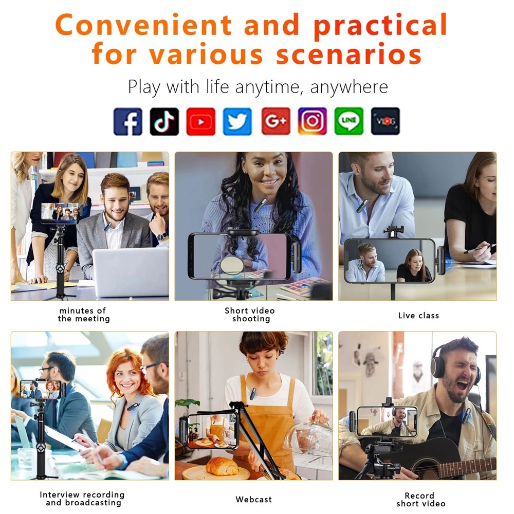 Micro Không Dây Mini Di Động Hỗ Trợ Quay Video / Phát Trực Tiếp Cho Điện Thoại IOS Android