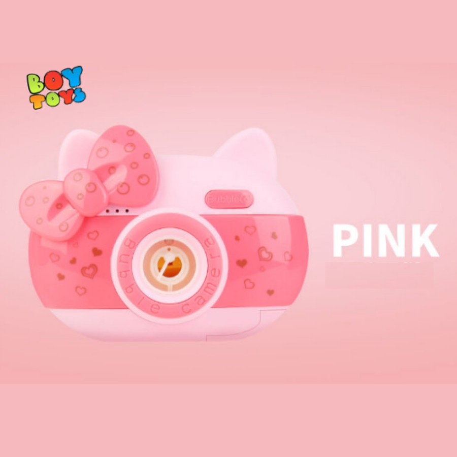 Đồ chơi máy ảnh thôi bong bóng xà phòng tự động hình mèo Kitty có nhạc và đèn dễ thương cho bé