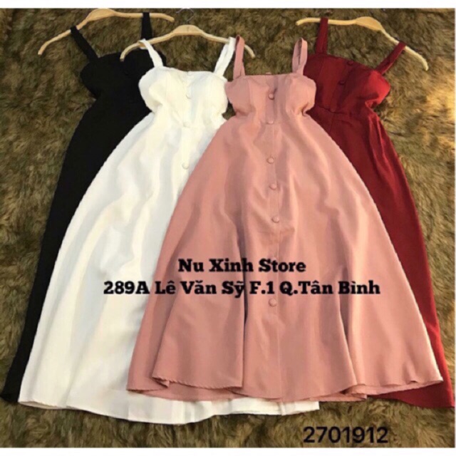 Đầm nút 2 dây có mút ngực (hình thật+video)