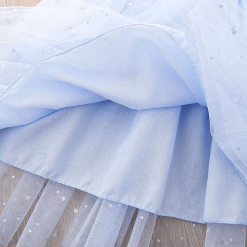 Đầm Dệt Kim Phối Lưới Họa Tiết Ngôi Sao Aisha Dễ Thương Dành Cho Bé Gái