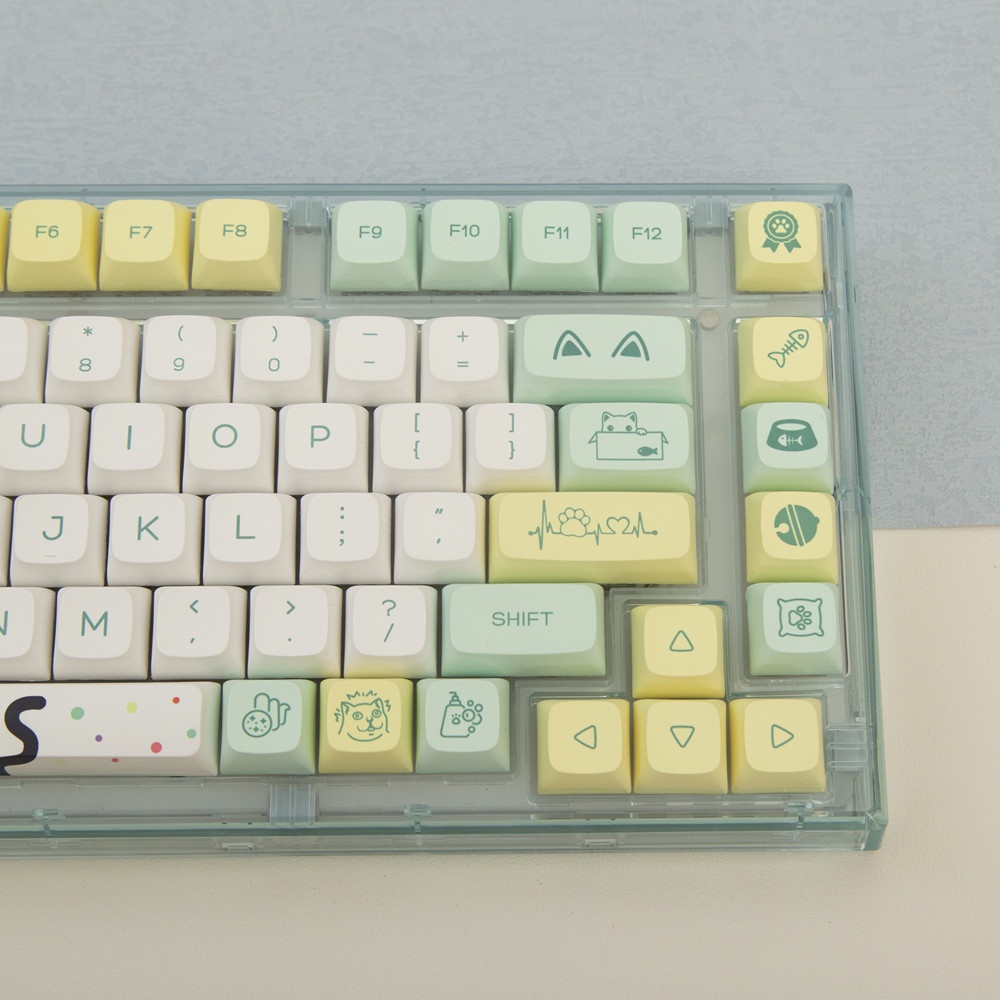Mèo kỳ lạ Keycap XDA Hồ sơ Động vật dễ thương Mèo phô mai 131 Phím PBT DYE SUB Bàn phím cơ Keycaps