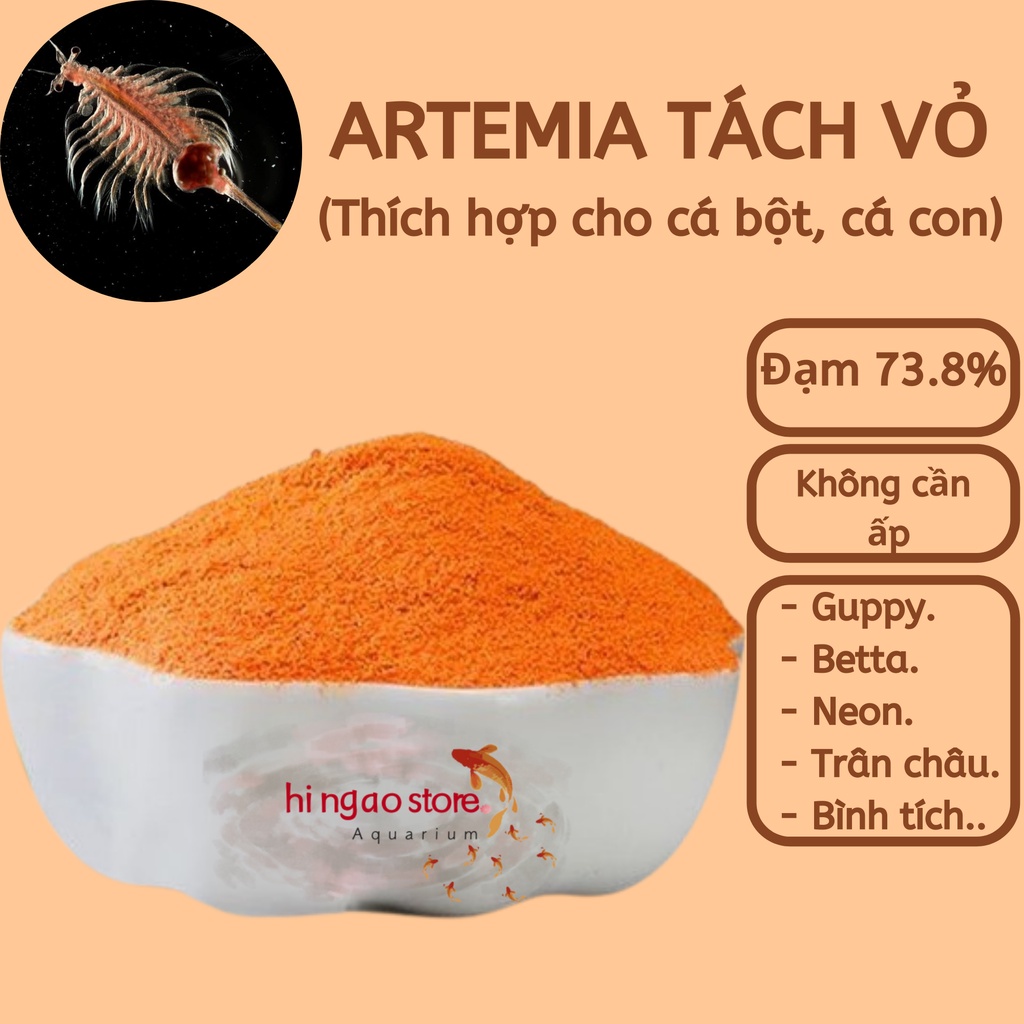 Artemia Tách Vỏ (ăn liền) - Thức ăn cá cảnh cao cấp | Hingaostore.