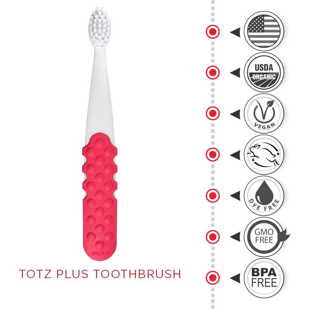 Bàn chải đánh răng cho bé siêu mềm Radius bàn chải cho bé (trẻ em) từ 3 tuổi Totz Plus Brush - Hàng Mỹ
