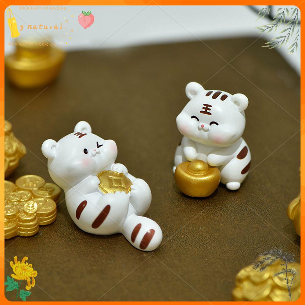 Vật trang trí hình con hổ may mắn màu vàng mini để bàn trang trí nhà cửa dịp năm mới