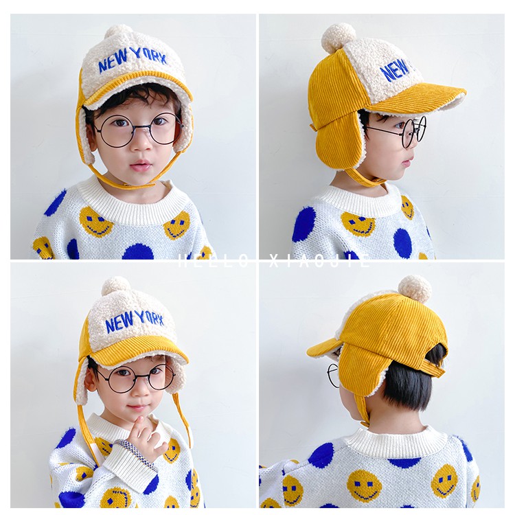 Mũ Nhung Kẻ Thời Trang Mùa Đông Phong Cách Hàn Quốc Đáng Yêu Cho Trẻ Em