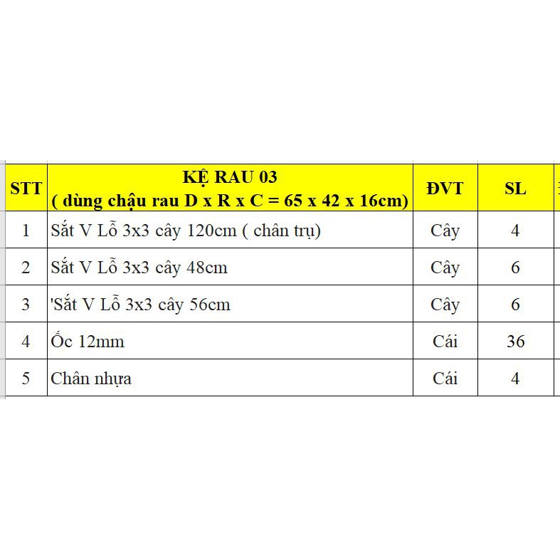 KỆ SẮT V LỖ  3 CHẬU RAU