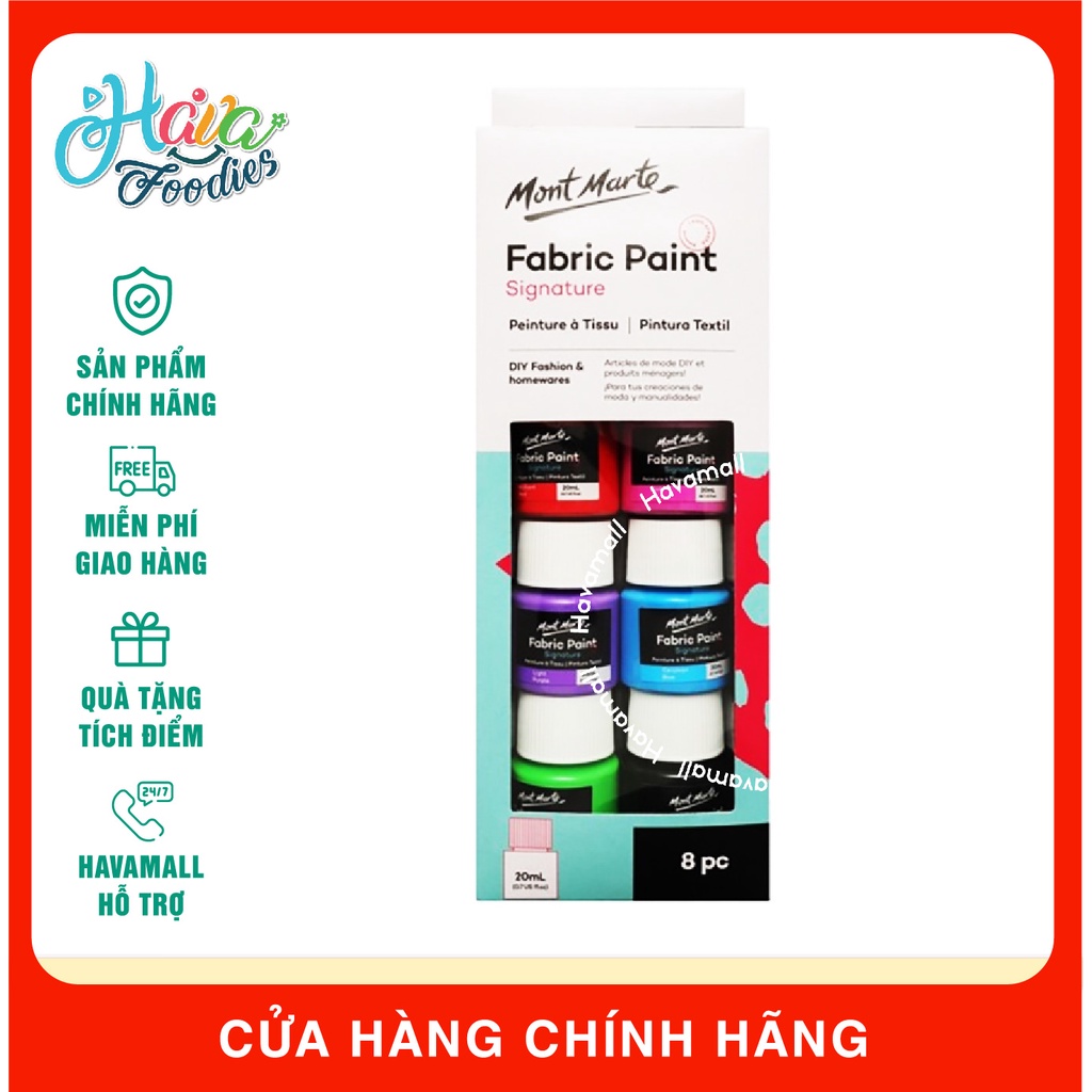 Bộ Màu Vẽ Fabric Paint 8 Màu x 20ml