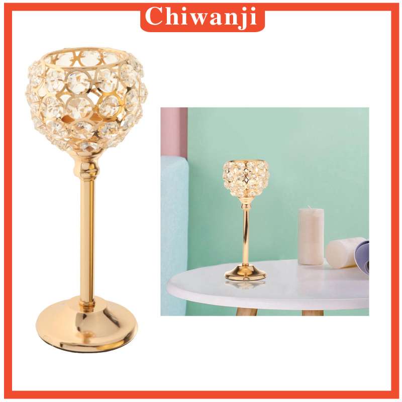 Giá đỡ đèn cầy bằng pha lê màu vàng 16.5cm trang trí tiệc