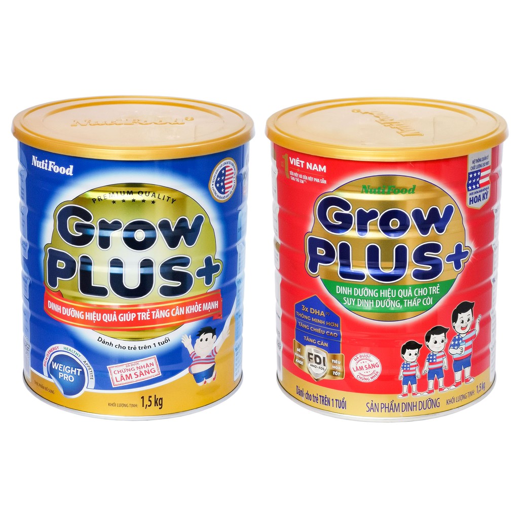 Sữa bột GrowPlus NutiFood Xanh,Đỏ 1500g