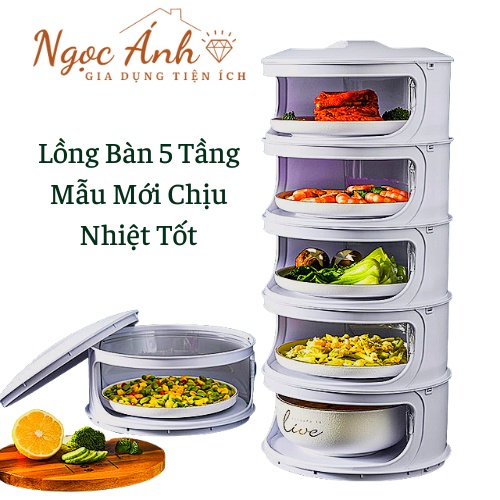 Lồng Bàn 5 Tầng Cao Cấp Giữ Nhiệt - Hộp Đựng Thức Ăn Chống Bụi Bẩn - Chống Côn Trùng bảo quan thức ăn ( Mẫu Mới )