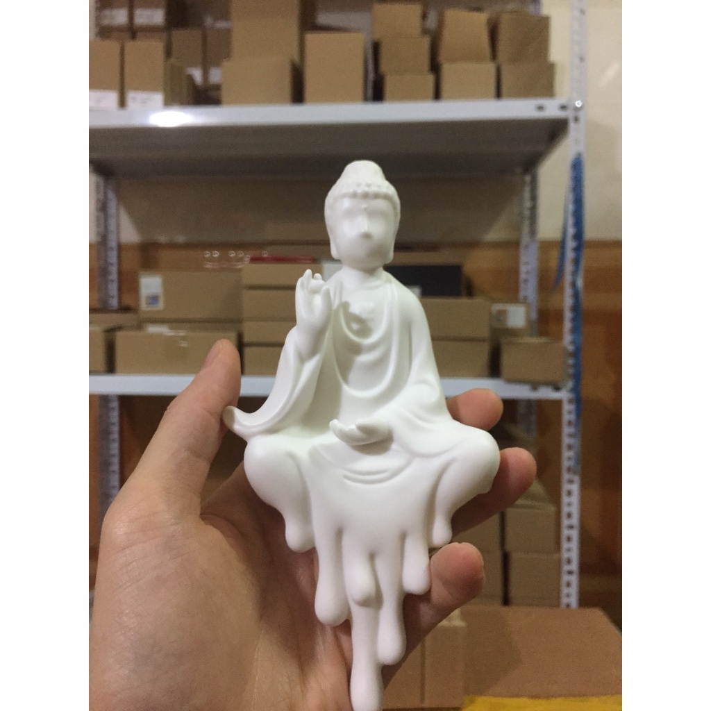 Tượng Phật Gốm A Di Đà Ban Phước - Chất liệu Gốm Sứ Tử Sa Màu Cát Trắng