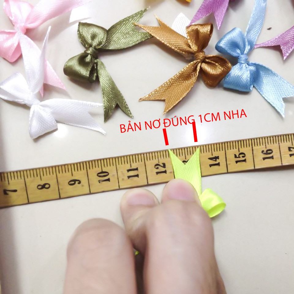 100 nơ ruy băng nhiều màu trang trí làm đồ handmade quà tặng bản dây 1cm