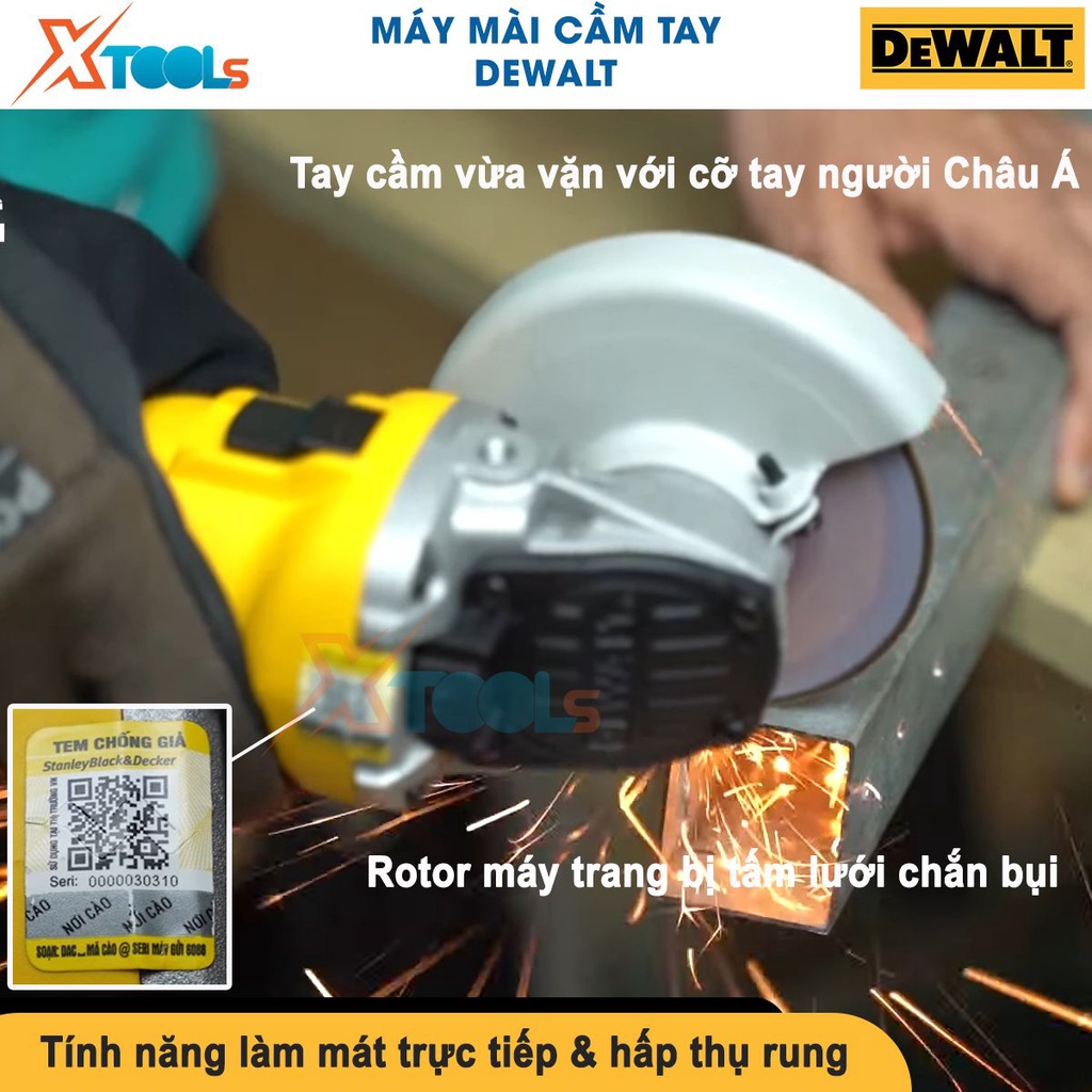 Mày mài cầm tay Dewalt DWE8110S-B1 125mm/M10/720w công tắc trượt, mạnh mẽ, gọn tay máy mài góc [CHÍNH HÃNG][XTOOLS]