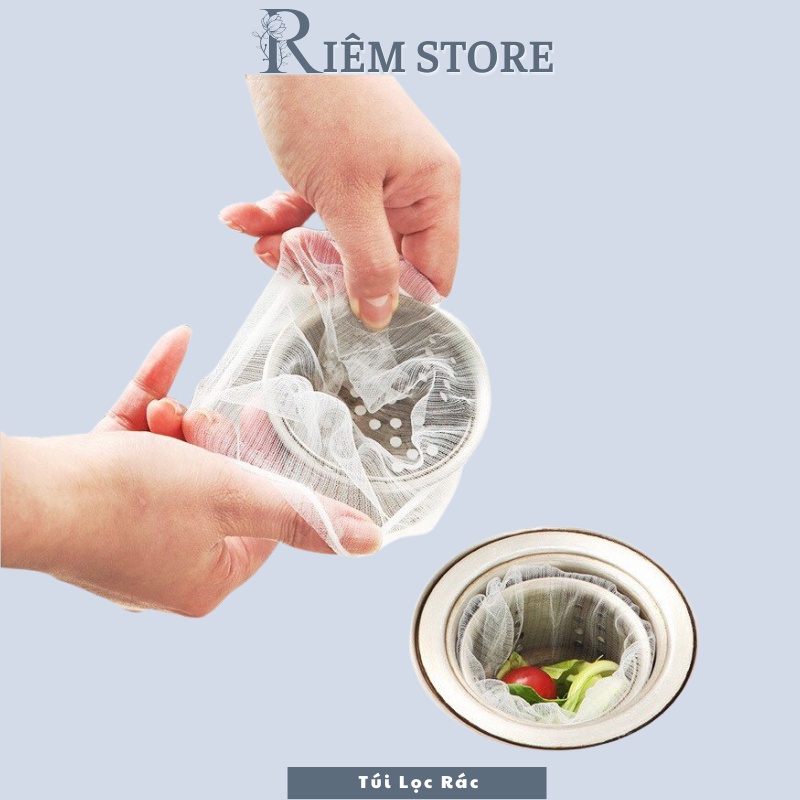 Túi Lọc Rác Bồn Rửa Chén Bát Thiết Kế Kiểu Lưới Siêu Dai Đầu Có Chun Co Giãn Chống Tắc Nghẽn Ống RIEM