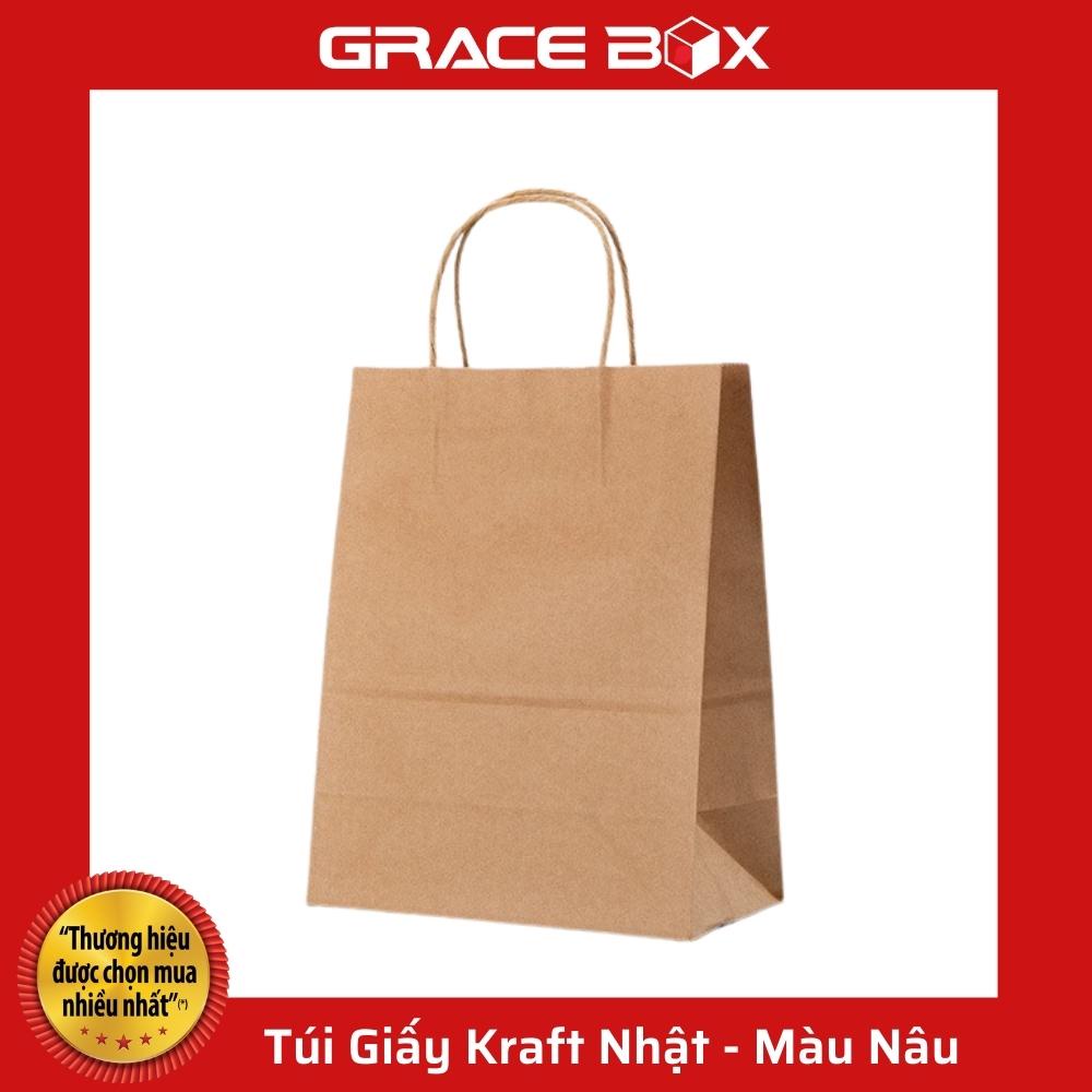 {Giá Sỉ} Túi Giấy Kraft Nhật Bản Cao Cấp - Size 15 x 8 x 20 cm - Màu Nâu - Siêu Thị Bao Bì Grace Box