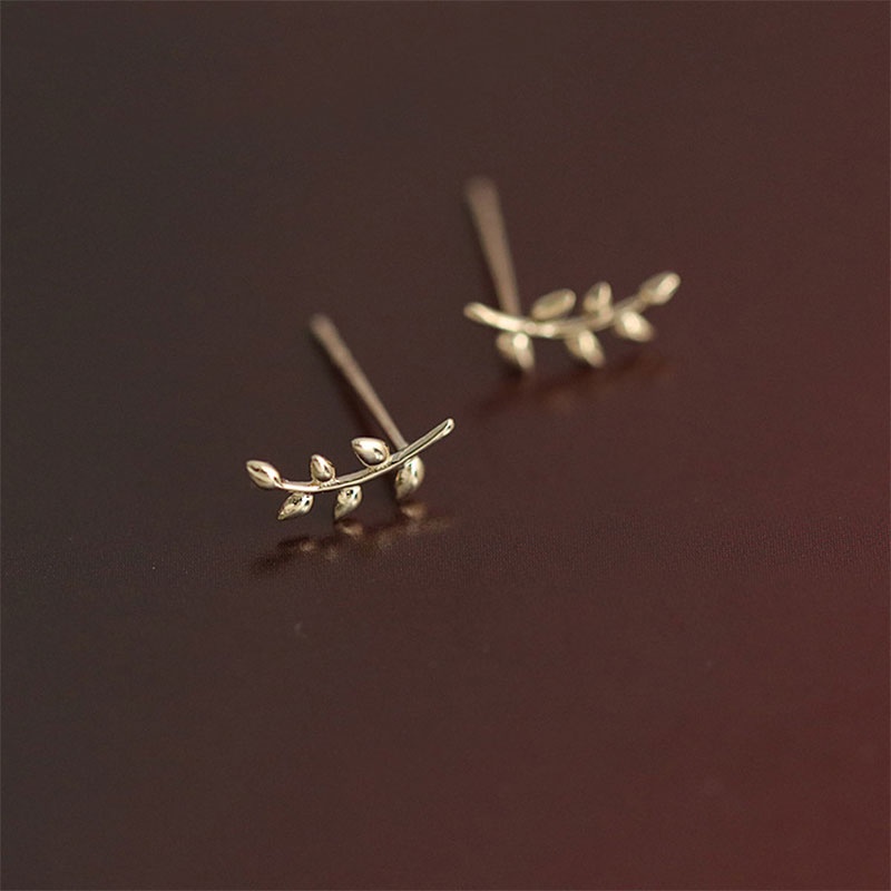 Khuyên Tai Bạc 925 Hình Cành Lá Olive Dễ Thương Phong Cách Âu Mỹ