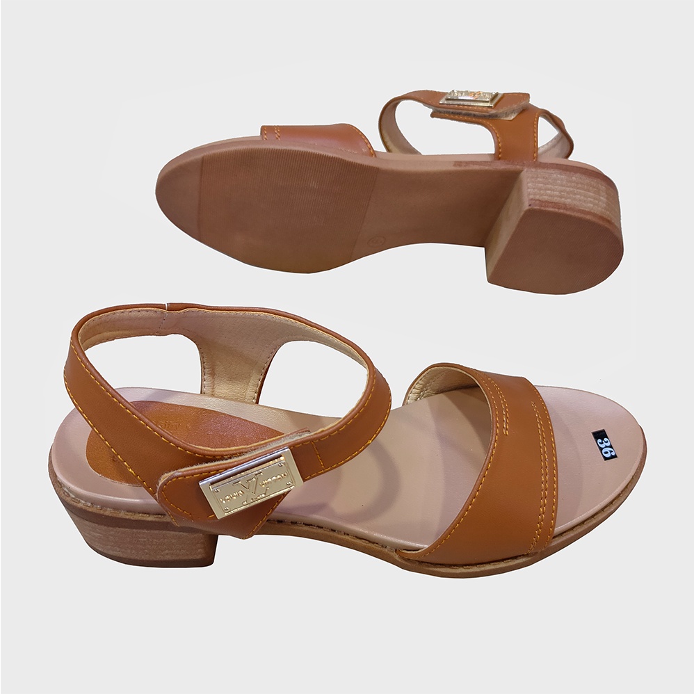 Giày Sandal nữ cao gót 4,5cm TiTi ĐÔ thời trang da bò thật cao cấp DNU2092a