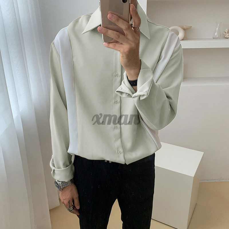 Áo Sơ Mi Dài Tay Phối Màu Cá Tính Dành Cho Nam
