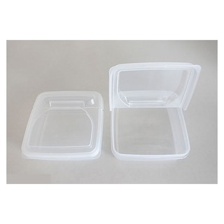bộ 2 hộp nhựa nhỏ đựng thực phẩm, vuông 250ml, nắp bật mở đứng, Nhật sx